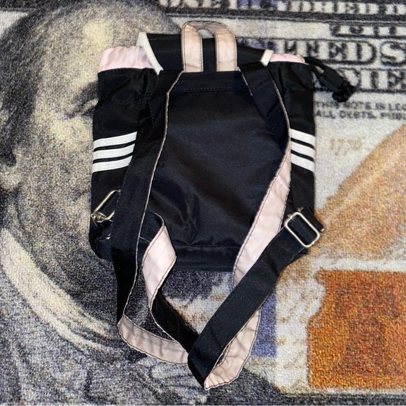 Adidas Mini Black White Light Pink Backpack With Small Pocket - Picture 2 of 4